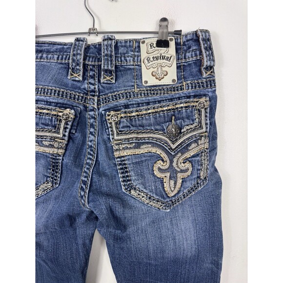 Rock Revival Moscow Straight Mens Jeans Size 31 Embellished Medium Wash - Picture 5 of 9